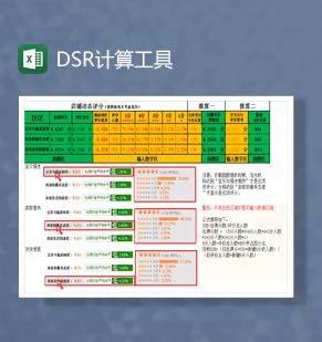 店铺评分DSR计算工具Excel表格制作模板素材中国网精选