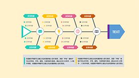 淡雅简约鱼骨结构图表PPT模板素材中国网精选