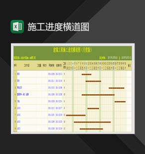 建筑工程月进度横道图Excel表格制作模板素材中国网精选