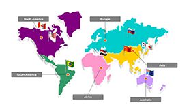 多彩简约世界地图图表PPT模板素材
