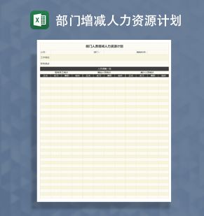 部门人员增减人力资源计划Excel表格制作模板素材中国网精选