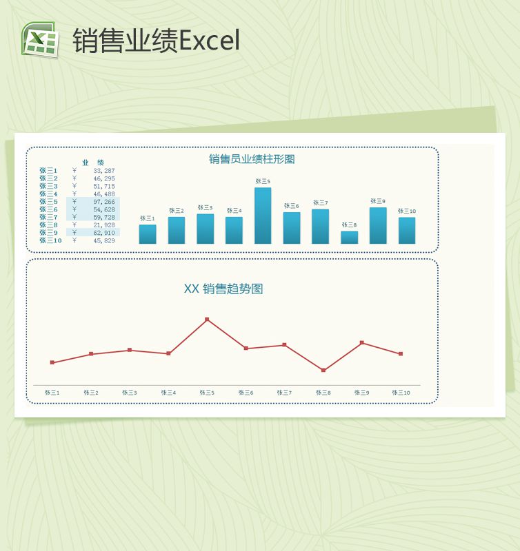 蓝色商务销售业绩分析报告Excel表格制作模板普贤居素材网精选