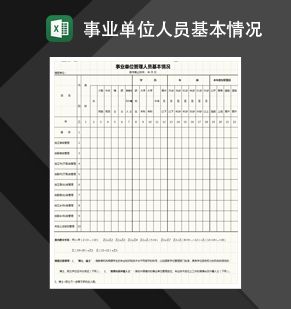 事业单位管理人员基本情况表格Excel表格制作模板素材中国网精选