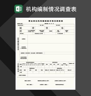 事业单位机构编制基本情况调查表格Excel表格制作模板素材中国网精选