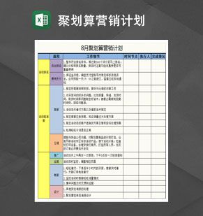 月度网店线上营销计划Excel表格制作模板素材中国网精选