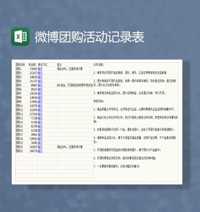 微博团购活动登记表Excel表格制作模板素材中国网精选