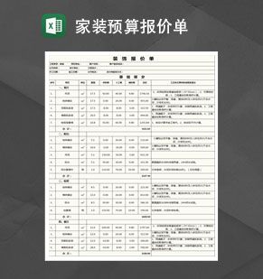 家装预算报价单Excel表格制作模板素材中国网精选