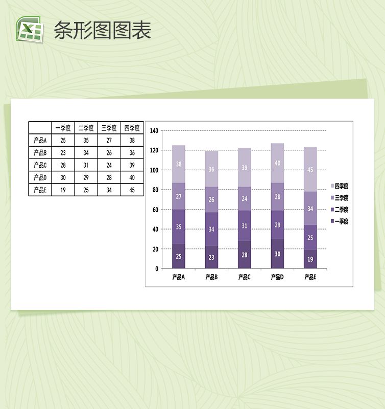 紫色柱形图可视化数据分析excel图表模板