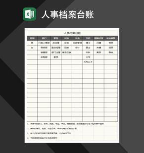 人事档案台账Excel表格制作模板素材中国网精选