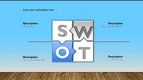 精致蓝色SWOT分析简约图表PPT模板素材天下网精选