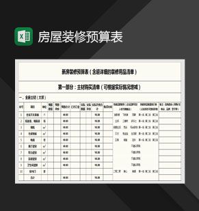新房装修预算表Excel表格制作模板素材中国网精选