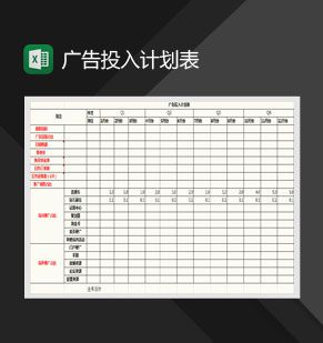 旗舰店年度广告投入计划表Excel表格制作模板素材中国网精选