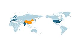 可填充颜色世界地图PPT模板素材中国网精选