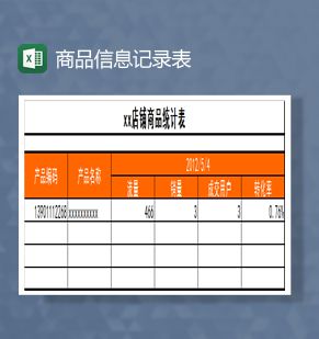 店铺产品信息表Excel表格制作模板素材中国网精选