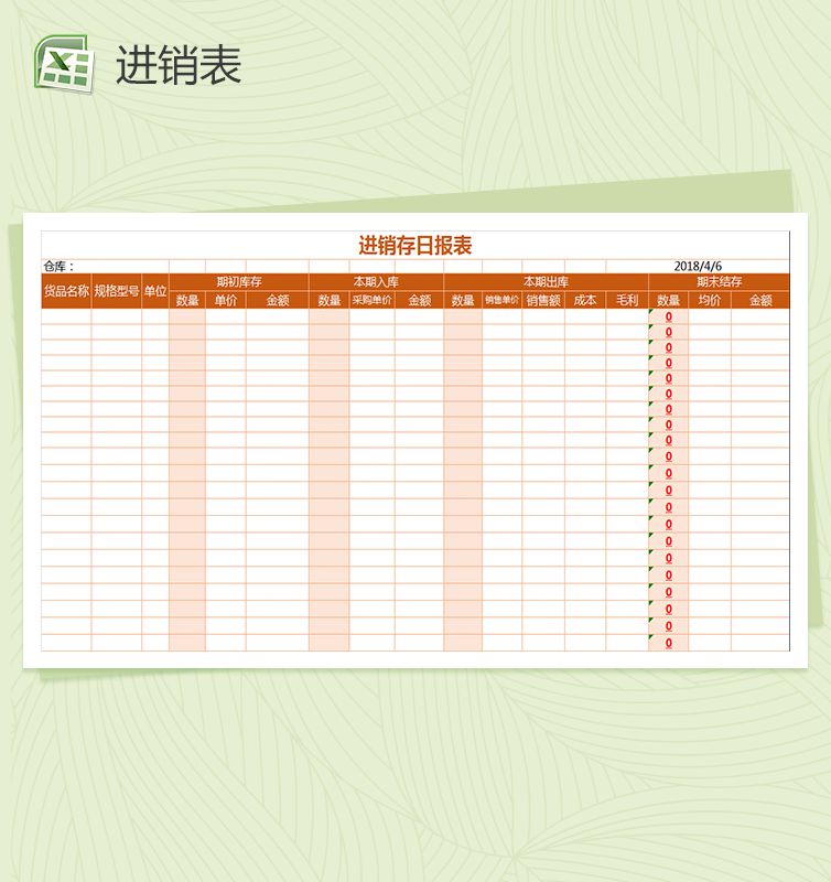 进销存日报表Excel表格制作模板素材中国网精选