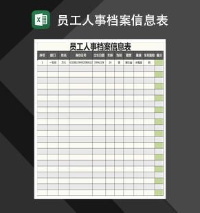 员工人事档案信息表Excel表格制作模板普贤居素材网精选