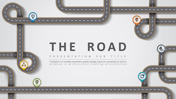 创意公路主题设计普贤居素材网免费PPT模板