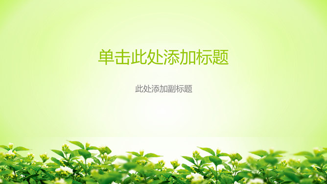 清爽淡雅绿色通用素材中国网免费PPT模板