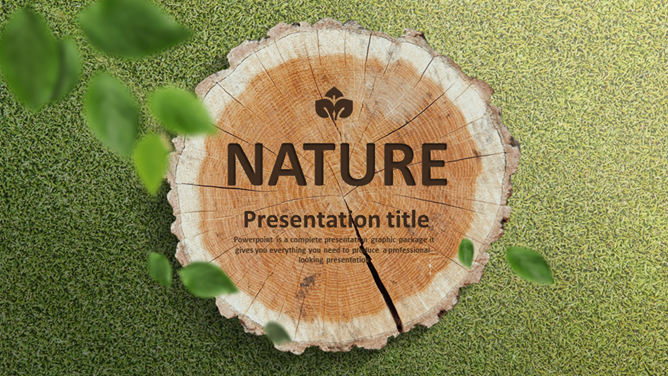 清新自然草地木桩素材中国网免费PPT模板