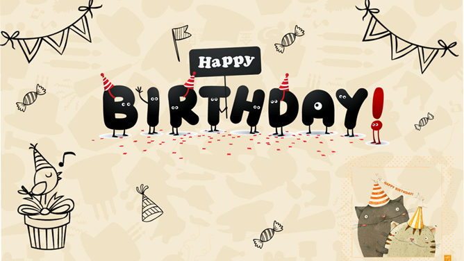 可爱卡通祝你生日快乐16设计网免费PPT模板
