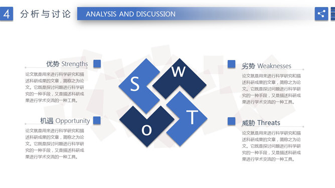 蓝色清新SWOT分析梦想PPT模板精选