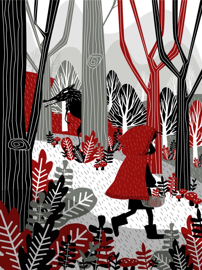创意童话小红帽插画矢量素材16设计网精选