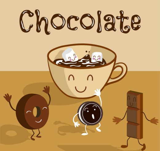 卡通美味热巧克力插画矢量素材16素材网精选