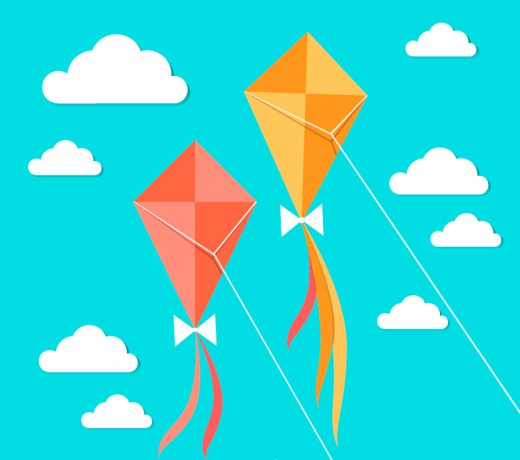 彩色空中风筝矢量素材16设计网精选