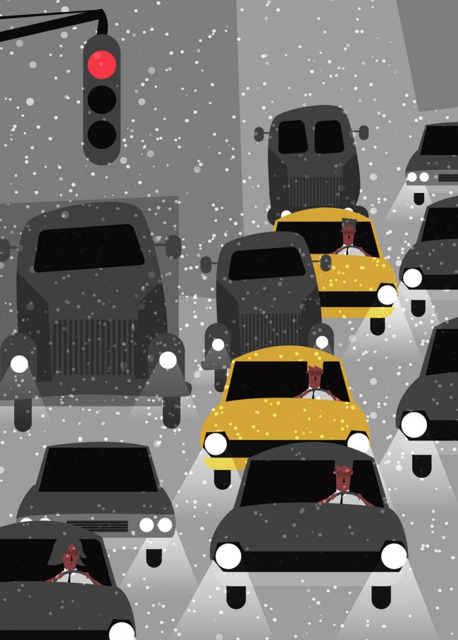 创意雪中堵车的道路矢量素材素材中国网精选