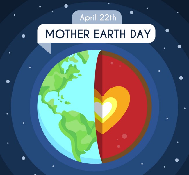 创意世界地球日爱心内核地球矢量图16素材网精选