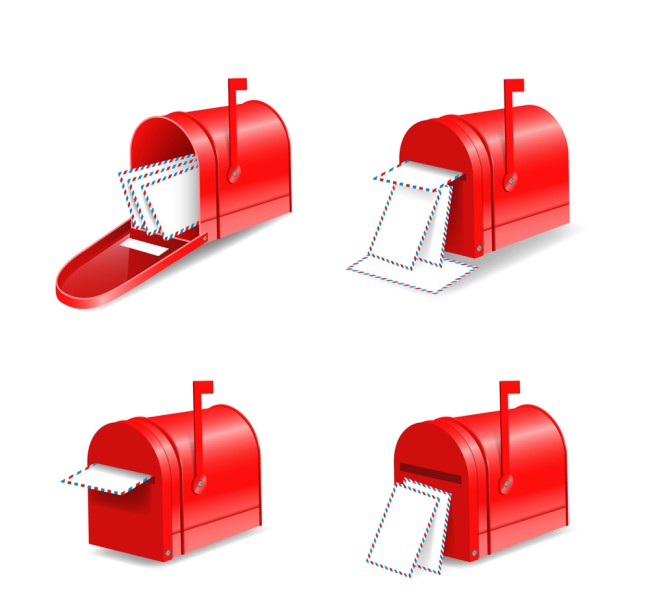 4款红色信箱矢量素材16设计网精选