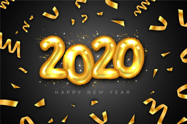 金色2020年气球艺术字矢量素材普贤居素材网精选