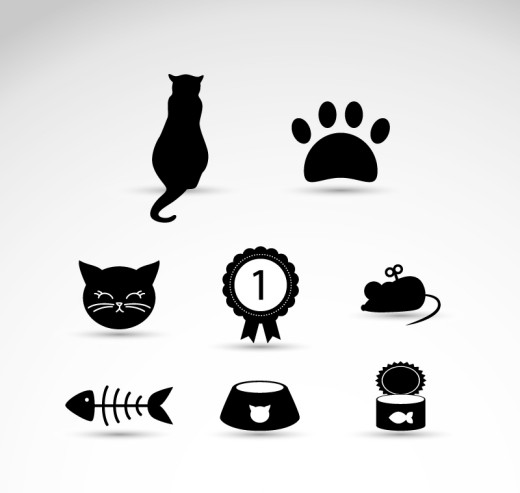 8款黑色猫元素图标矢量素材16图库网精选