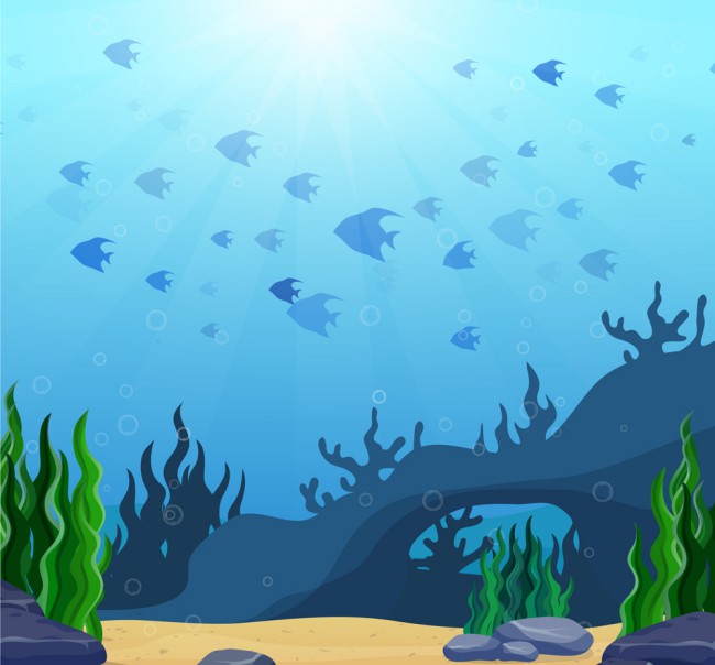创意海底世界鱼群风景矢量素材素材中国网精选