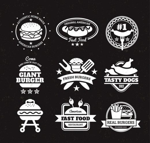 9款快餐食品标志矢量素材16图库网精选