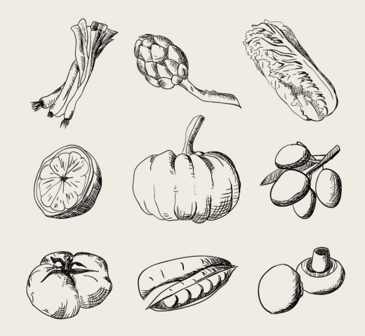 9款手绘水果蔬菜矢量素材16图库网精选