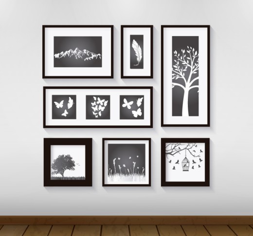 简洁植物照片墙矢量素材普贤居素材