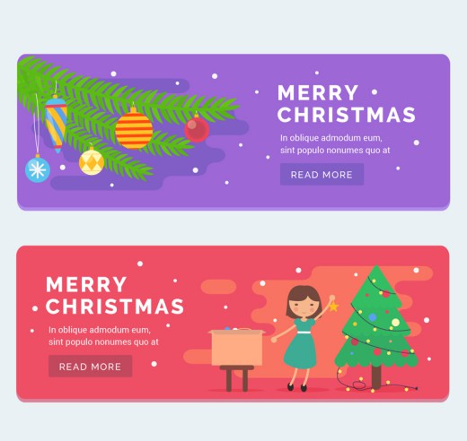 2款彩色圣诞节banner广告矢量素材16素材网精选