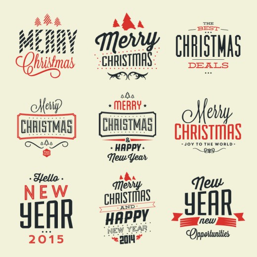 9款圣诞快乐艺术字矢量素材16设计网精选