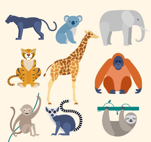 9款卡通野生动物设计矢量素材普贤