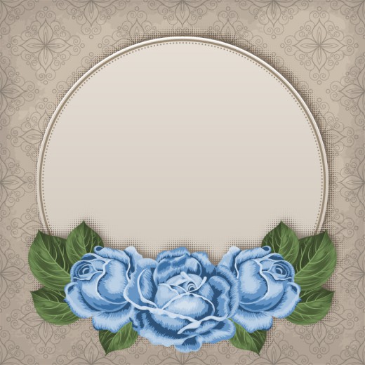 蓝色玫瑰装饰和花纹背景矢量素材16图库网精选