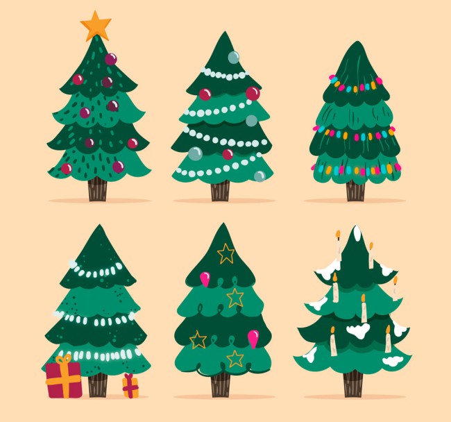 6款可爱绿色圣诞树矢量素材16图库网精选
