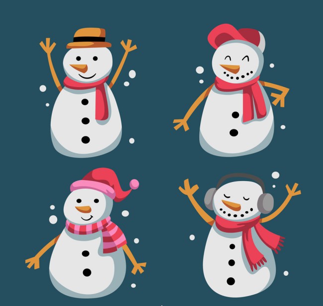 4款卡通快乐圣诞雪人矢量素材16设计网精选