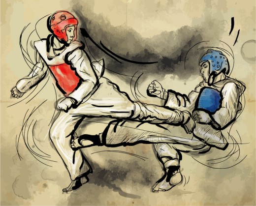 彩绘跆拳道人物设计矢量图素材中国