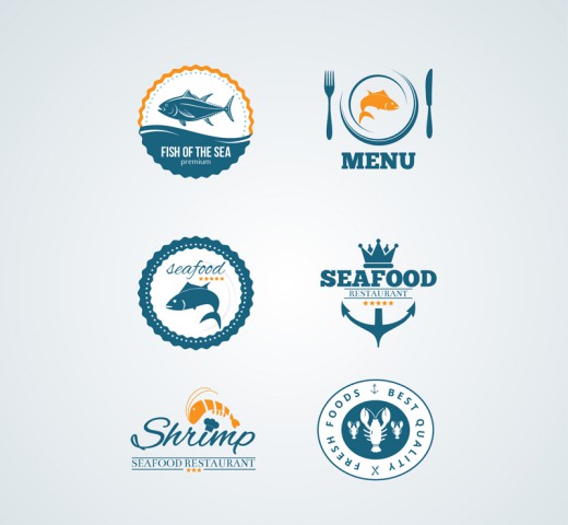 6款海鲜食品标签矢量图素材天下精