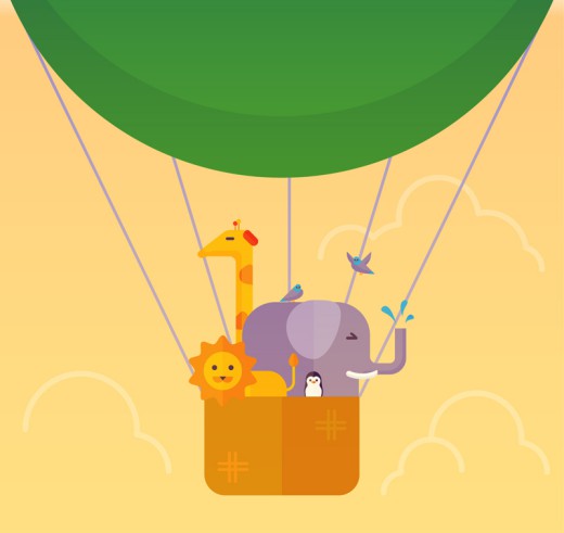 卡通热气球里的动物矢量素材普贤居素材网精选