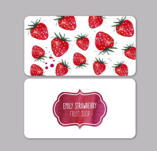 水彩草莓水果店卡片矢量图素材天下