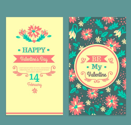 复古花卉情人节卡片矢量素材16设计