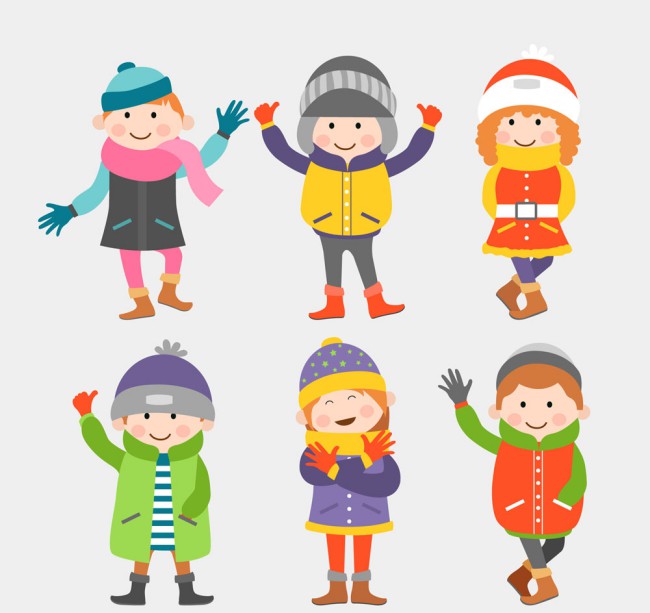 6款可爱冬季服饰儿童矢量素材16素材网精选