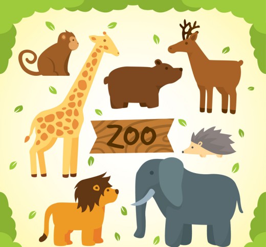 7款卡通动物园动物矢量素材16图库网精选